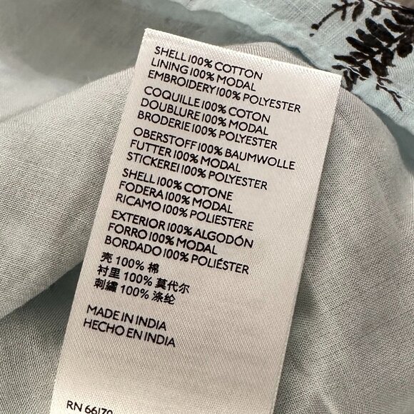 Anthropologie Lavinia Embroidered White Blue Shirt Dress Size 6 Button Cotton - Picture 8 of 8